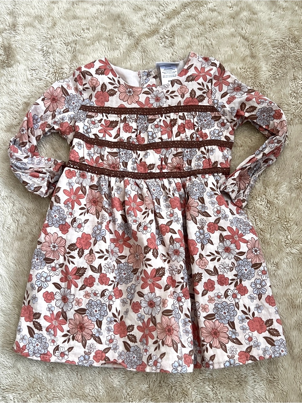 NICOLE MILLER Girl's Long Sleeve Floral Pink Dress Size 24M